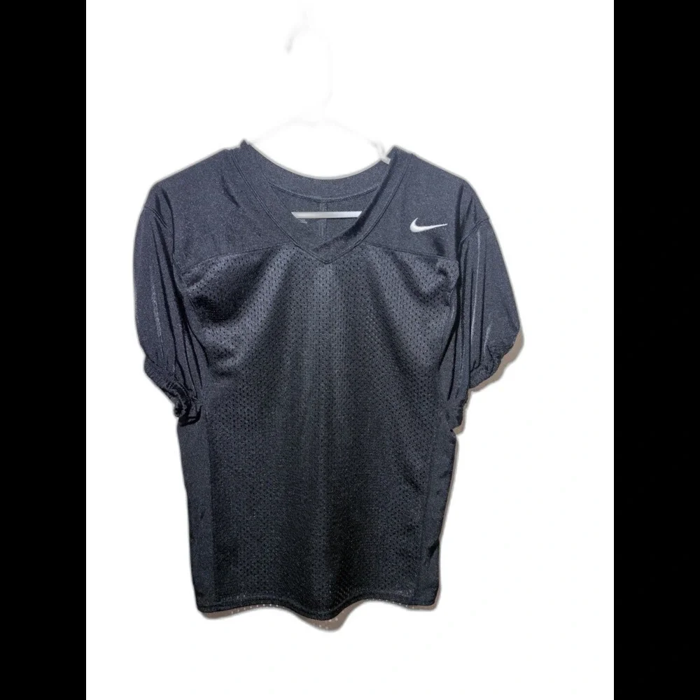 NIKE Football Jersey Black Stock Recruit Practice Mesh Dri Fit Men’s Size L